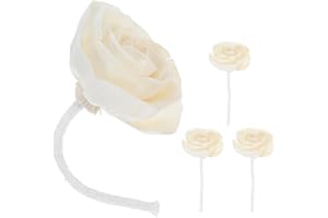 NUOBESTY 4pcs Cotton Rope Camellia Flower Diffuser Sticks, Flower-Shaped Essential Oil Aromatherapy Diffuser