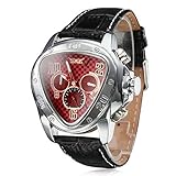 Men's Automatic Mechanical Triangle Dial Leather Band Wrist Watch - Red