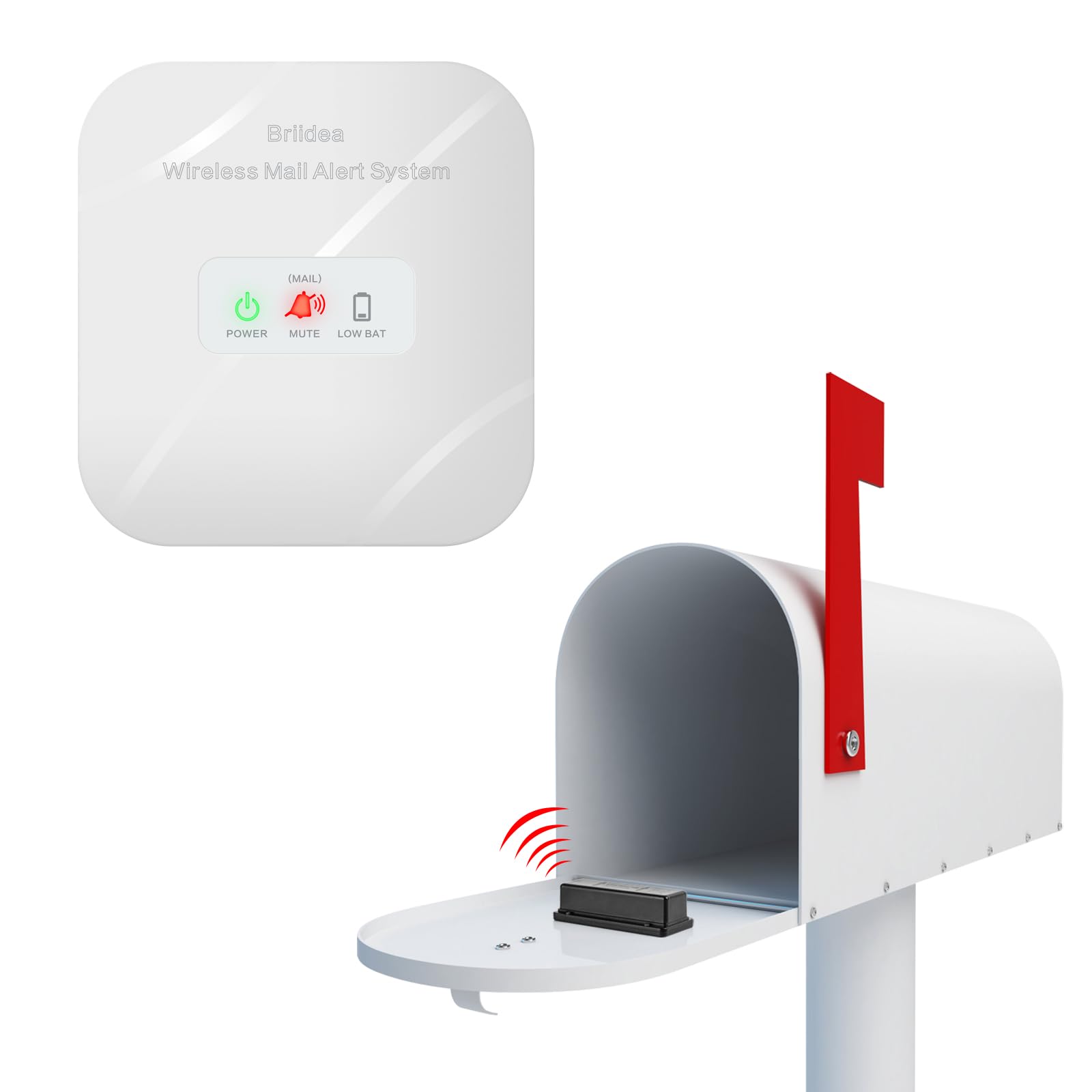Photo 1 of Mailbox Alarm, Briidea 500ft Wireless Mailbox Alert with LED Light Flashing and Sound Reminders, Never Miss a Mail Again