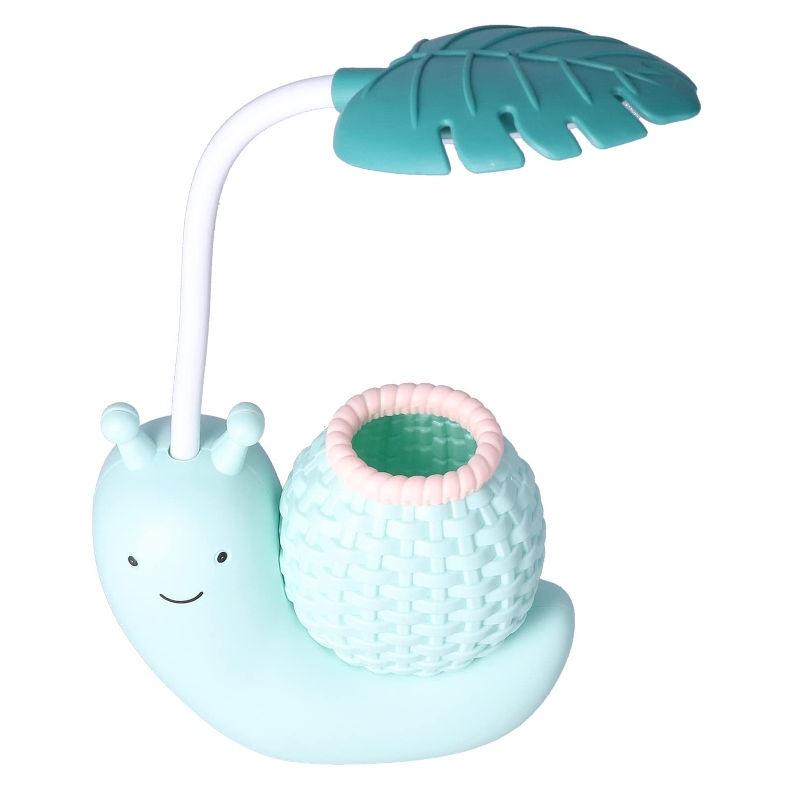 Garosa LED Desk Lamp with Pen Holder Cartoon Animal Snail Table Lamp Multiple Function USB Charging Cute Desk Light Gooseneck for Students Kids Warm White Light 0.6~3W DC 5V(Blue),Desk lamp