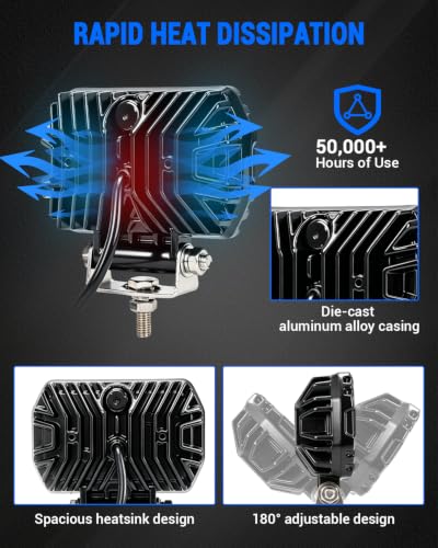 SUPAREE 4.5" Focos de Coche Faros Led Faro Trabajo 6000K IP68 Impermeable | 2PCS Faro de Trabajo Led 12V/24V Faros Led Tractor para Moto ATV SUV UTV Tractor Off-Road Tractor Camión Barco