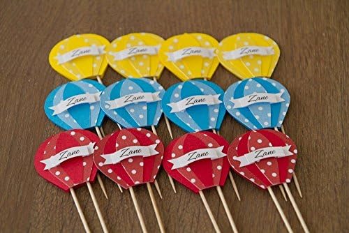 Hot Air Balloon Cupcake Toppers Personalized (set of 12)