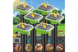 PROTECKER Mole Repellent Outdoor Ultrasonic, 2024 Solar-Powered Gopher Mole Repellent for Lawn, Waterproof Mole Killer Traps for Yard, Effectively Repels Gophers Snake Chipmunks Voles Groundhogs, Green-6PC
