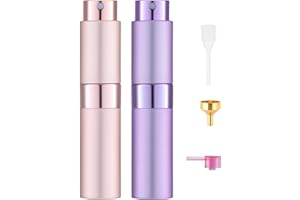 Tekson 8ml Travel Perfume Atomizer Refillable, Mini Cologne Spray Bottle Empty, Small Aftershave Portable Sprayer for Liquid Dispenser (Pink&Purple)