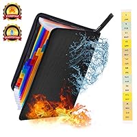 Fireproof Expanding File Folder 13 Pockets, ForTomorrow Waterproof Document Bag Filing Folder Document Organizer Briefcase,Non-Itchy Silicone Coated A4 Letter Size Money Organizer Pouch with Zipper