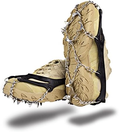 Ice Grippers Cleats Hiking on 12 Teeth Claws Traction Cleats Stainless Steel Chain Anti-Slip Spikes Crampons,M/L (Medium)