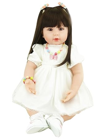Reborn Baby Toddler Dolls 24/" Handmade Vinyl Lifelike Girl Long Hair Xmas Toys