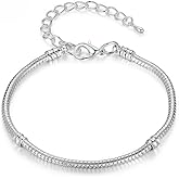 Starter Bracelet 18cm Heart Birthday Gift Charm Snake Starter Bracelet Cuff Bangle 925 Sterling Silver Compatible With Pandora Moments