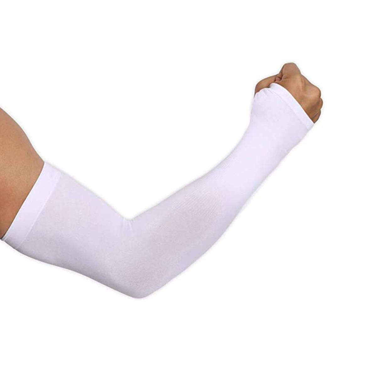 Ruiuzioong Cooling Arm Sleeves UV Protection Arm Sleeves Cooling Repellent Arm Cover Sun-Protection for Cycling, Driving, Outdoor Sports, Golf, Basketball Sleeves for Men Women (White - finger)