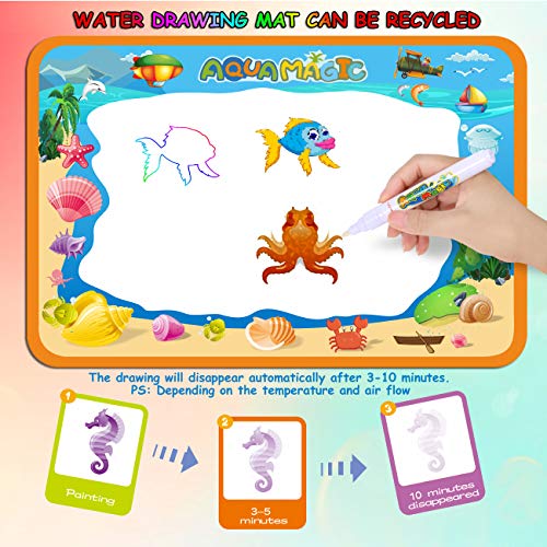 Water Drawing Aquadoodle Magic Mat - TFS Kid Painting Writing Color Doodle Board Toys with Magic Pens, Educational Learning Mats Best Xmas Gift for Toddlers Boys Girls Age of 2,3,4,5,6 Year Old - Thumbnail 4