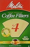 Melitta Cone Coffee Filters No. 4 Unbleached Natural Brown 40 Count Pack of 2 (80 Filters Total)