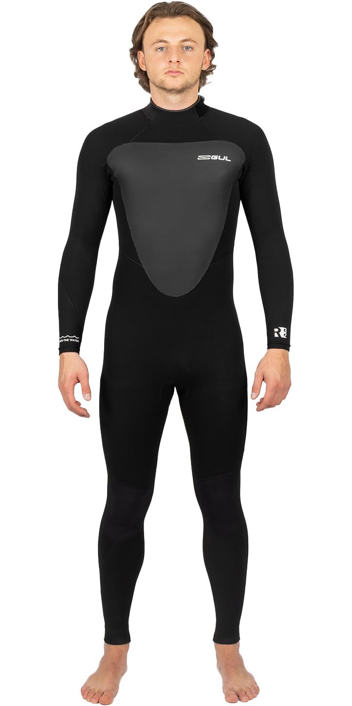 Gul Mens Response 5/3mm GBS Back Zip Wetsuit - Black - Thermal Warm Heat Layer Layers Easy Stretch Waterproof