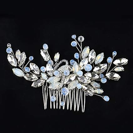 Amazon Com Lannmart Big Crystal Hair Combs And Clips Silver