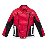 Budermmy Boys Leather Motorcycle Pilot Jackets Toddler Coats Red Size 6