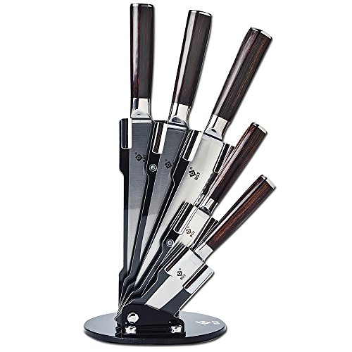 BGT Japanese Kitchen Knives With Color Wood Handle Stainless Steel
Kitchen Knife Set 3.5'' Paring Knife 5'' Utility Knife 7'' & 8'' Inch
Chef Knife 8'' Bread Knife (Knife Set with Holder)