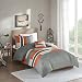 Comfort Spaces Pierre 3 Piece Comforter Set All Season Ultra Soft Hypoallergenic Microfiber Pipeline Stripe Boys Dormitory Bedding, Twin/Twin XL, Orange Grey