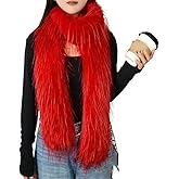 Fluffy Faux Fur Scarf for Women Winter Neck Warmer Long Soft Stole Shawl for Party Halloween Costume Dress Up Accessory