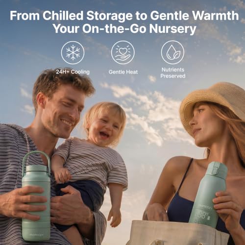 Momcozy Portable Bottle Warmer & Breastmilk Cooler Set On-the-Go Essentials | Nutrient Preserved, 24 Hours Cooling, Fast & Even Warming, Travel-Friendly, Easy Use, Large Capacity, Gift for Baby Registry