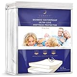 LUNAVY Premium Bamboo Waterproof Mattress Protector - Machine Washable Pad (King Size)