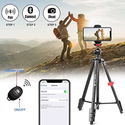 Tripod for iPhone and Android Cellphone,54-inch Premium Flexible Phone Tripod with 14-inch Adjustable Gooseneck,Wireless Remote, Cellphone Phone Tablet Stand Holder,Upgrade Ball Head and Carrying Bag