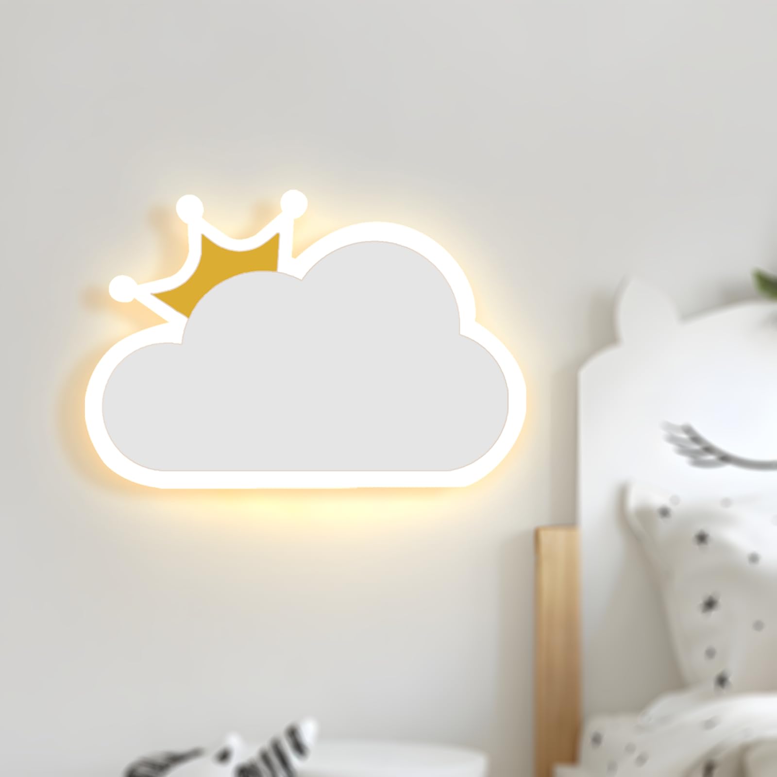 niuniaj Wall Light Indoor,14W LED White Wall Lamps,Modern Cartoon Cloud Wall Sconce Lights,3 Color Modes,Minimalist 30cm Wall Lamp Suitable for for Boys and Girls Bedroom or Living Room Corridor