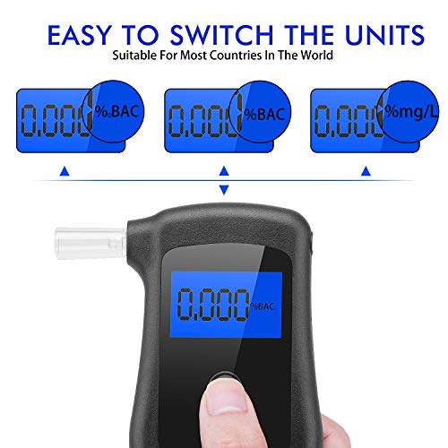 TABIGER Breathalyzer Portable Breath Alcohol Tester with Semi- Conductor Sensor and LCD Screen for Personal Home Use and Drivers, Drinkers, Breath Alcohol Detector with Replaceable Mouthpieces - Thumbnail 2