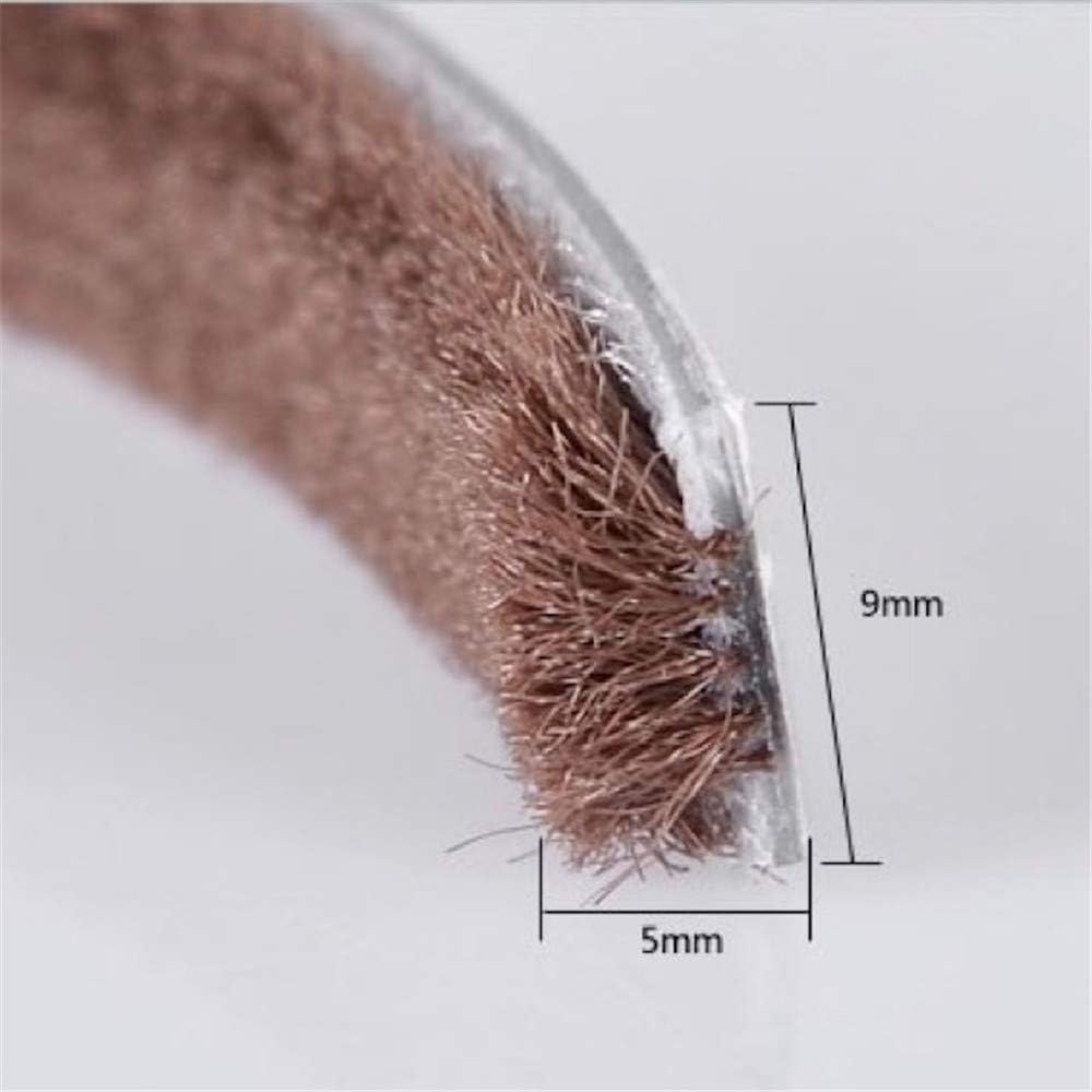 Adhesive Wool Pile Weatherstrip Door Screen Window Seals Brush 3/8-inch x 3/16-inch 32.8ft (Brown)