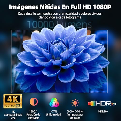 Bettdow Compatible Netflix Licencia Mini Proyector con WiFi y Bluetooth 5.2,Android 13 Proyector Portátil 1080P con Soporte 4K,Auto Keystone,Control Vocal,Netflix/Youtube/Prime Video/D+ Integrado