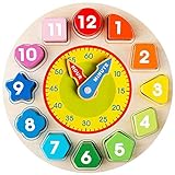 Wooden Shape Color Sorting Clock- Teaching Time