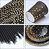 ANECO 146 pieces Black With Gold Foil Party Supplies Disposable Party Tableware Set for Graduation, Party, for 24 Guests