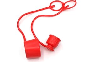CEKER 1/2 Inch Inch Skid Steer Bobcat Flat Face Hydraulic Coupler Male Female Dust Caps and Plug Kits Covers,Fits ISO 16028 Hydraulic Quick Connect Coupling,Red Cap with Retention Ring