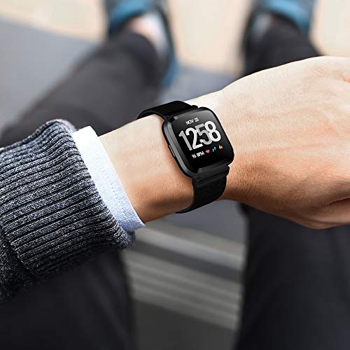HAPAW Nylon Bands Compatible with Fitbit Versa/Versa 2, Soft Adjustable Breathable Sport Replacement Strap Band Accessories Wristband Women Man for Versa Smartwatch - Thumbnail 4