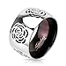 STR-0010 Stainless Steel Two Tone Black IP with Grooved Rose Band Ring; Comes With Free Gift Box