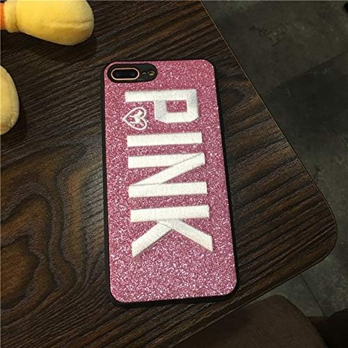 OTADO 3D Embroidery Glitter Victoria Pink Case for iPhone 8 7 6 6S Plus X XS max XR Soft Silicon Secret Shiny Pet Dog Blinking Cover