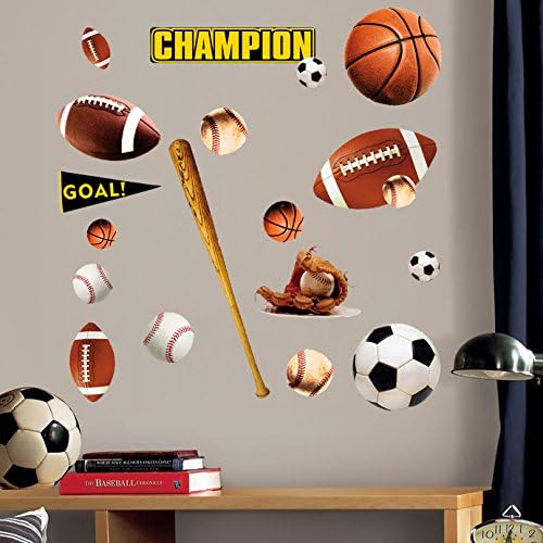 Home Evolution Play Ball Peel and Stick Wall Decals Stickers for Kids Boys Sports Wall Art Decor