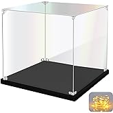 KOLIPI Acrylic Display Case for Collectibles, Clear Box 14.2x11x12 in | Plexiglass Box for Lego Figures Dolls Models, Dustproof Protection, Stable and Stackable, Assembly Required