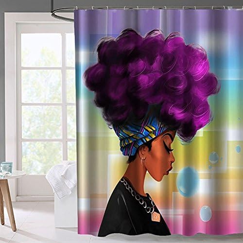 Beautiful women Art Print Decorative Polyester Fabric Waterproof Moistureproof Shower Curtain (70Wx70L, Purple)