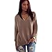 Merryfun Women's Hollow Knit V-Neck Blouse Pullover Loose Tops Sweater