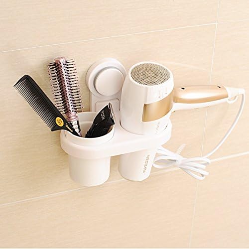 ASSIS Hair Dryer Holder- Powerful Suction Cup Wall Mounted Multi-functional Hair Dryer Holder Organizer Bathroom Organizer Collection Storage
