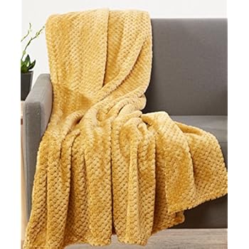 JCV Group Hotel Elements Luxurious Softness Extra Comfy Velvet Throw Blanket, 50x60 (Mustard)