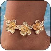 QUMAOJEW Gold Flower Ankle Bracelets for Women Link Chain Summer Beach Anklet Bracelet Statement Boho Jewelry