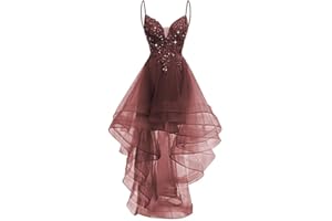 MINRENFUN Lace Applique Homecoming Dresses for Teens 2024 High Low Spaghetti Straps Tulle Short Prom Dress Glitter Quinceanera Dress