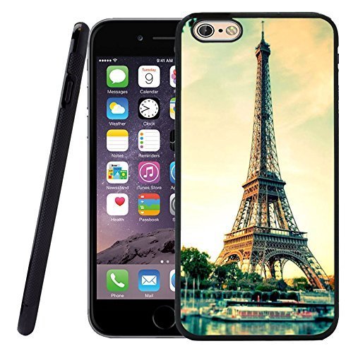 iPhone 6S Plus Case, Customized Black Soft Rubber iPhone/Apple 6/6S Plus Case twilight with Eiffel Tower