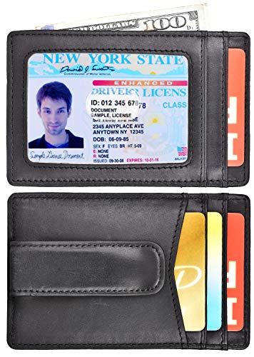 Money Clip, Front Pocket Wallet, Leather RFID Blocking Strong Magnet thin Wallet