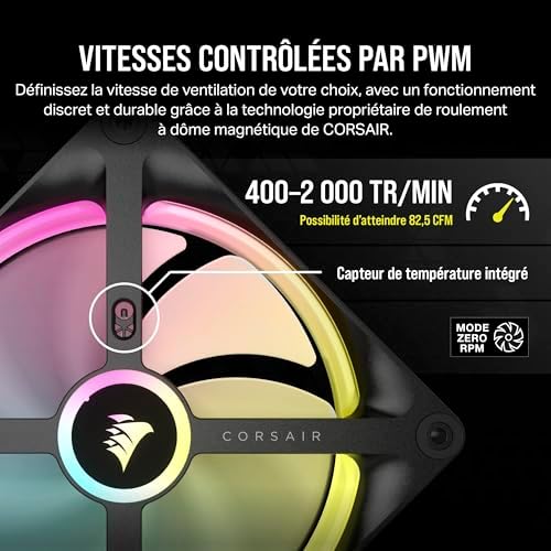 iCUE Link QX140 RGB à Dôme Magnétique de 140mm Ventilateur - Noir