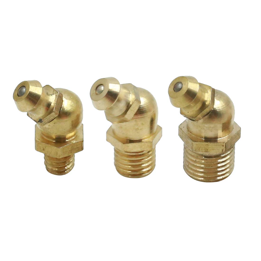 X AUTOHAUX 3 in 1 Brass M6 M8 M10 45 Degree Angle Grease Nipple Fitting for Car