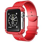 Apple Watch Case, i-Blason Rugged Protective Case with Strap Bands for Apple Watch/Watch Sport/Watch Edition 2015 Release 2015 (38 mm, Red)