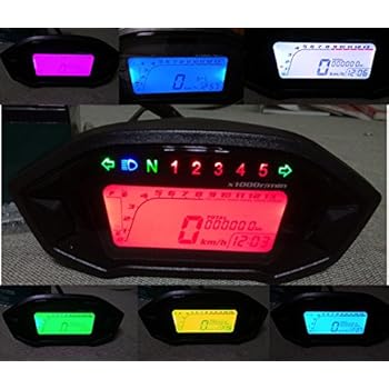 SAMDO LCD Universal Motorcycle Speedometer Gauge Odometer 5 Gear 7 Backlight 13000 RPM 199 KMH MPH Motorcycle Tachometer
