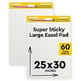 Post-it Super Sticky Easel Pad 25 in x 30 in White 30 Sheets/Pad 2 Pad/Pack Large White Premium Self Stick Flip Chart Paper Super Sticking Power (559)