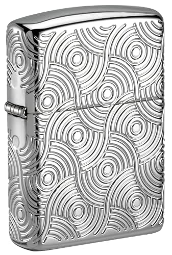 Zippo Briquet tempête Abstract Waves, vagues abstraites, chrome poli Armor, multi coupe, rechargeable, réutilisable, design coupe-vent, boîte cadeau, fabriqué aux États-Unis